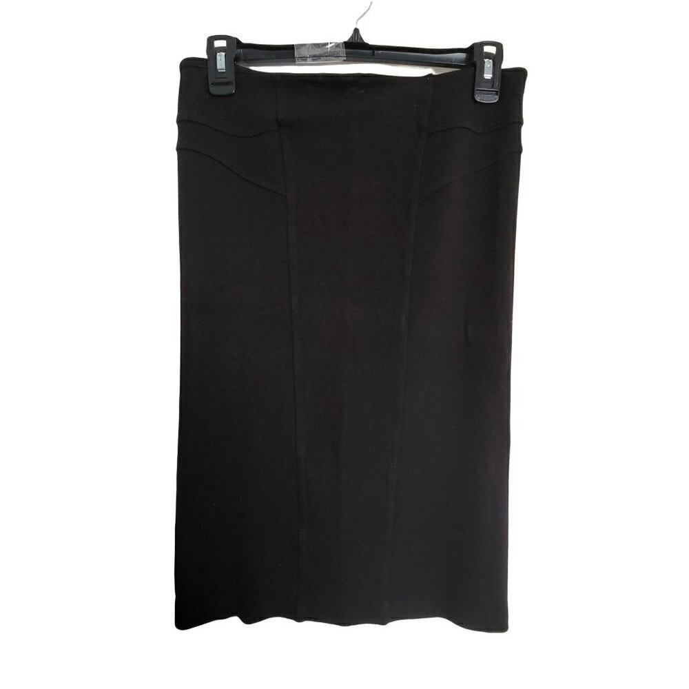 Helmut Lang Black Jersey Knit Exposed Zipper Back Career Pencil Skirt Sz Medium